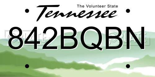 842BQBN Tennessee License Plate