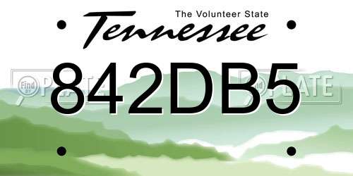 842DB5 Tennessee License Plate