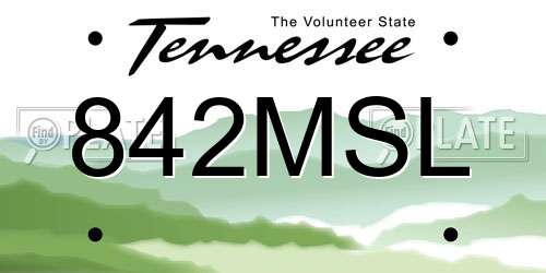 842MSL Tennessee License Plate