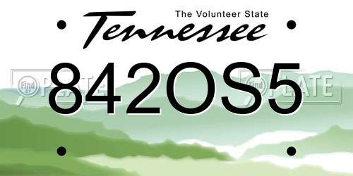 842OS5 Tennessee License Plate