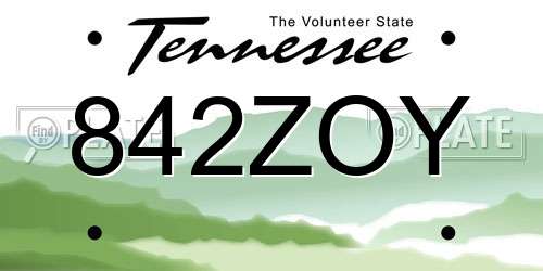 842ZOY Tennessee License Plate