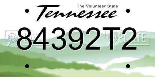 84392T2 Tennessee License Plate