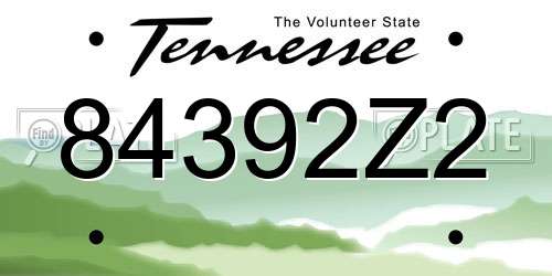 84392Z2 Tennessee License Plate