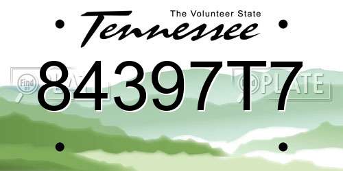 84397T7 Tennessee License Plate