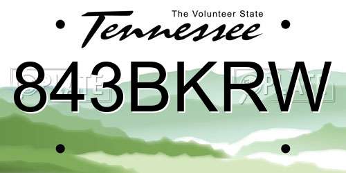843BKRW Tennessee License Plate