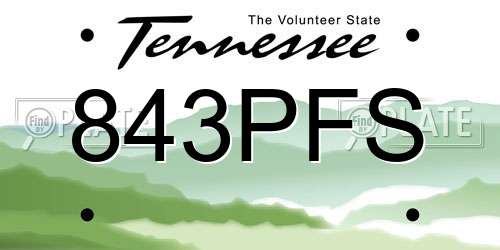 843PFS Tennessee License Plate