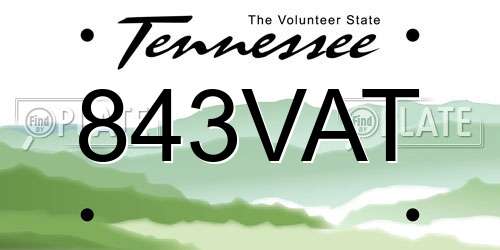 843VAT Tennessee License Plate
