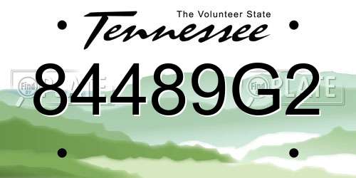 84489G2 Tennessee License Plate