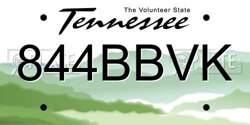 844BBVK Tennessee License Plate
