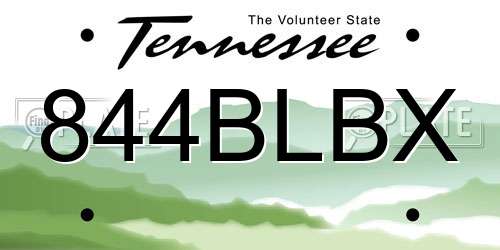 844BLBX Tennessee License Plate