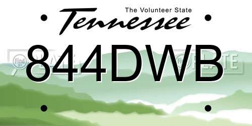 844DWB Tennessee License Plate