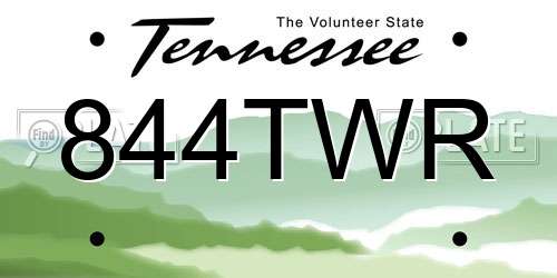 844TWR Tennessee License Plate