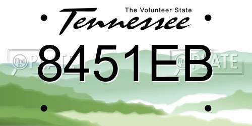 8451EB Tennessee License Plate