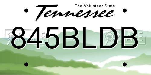 845BLDB Tennessee License Plate