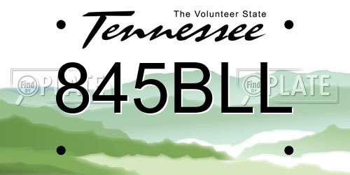 845BLL Tennessee License Plate