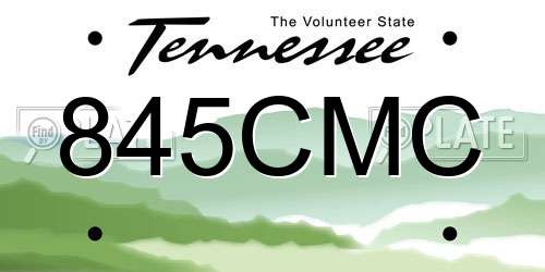 845CMC Tennessee License Plate