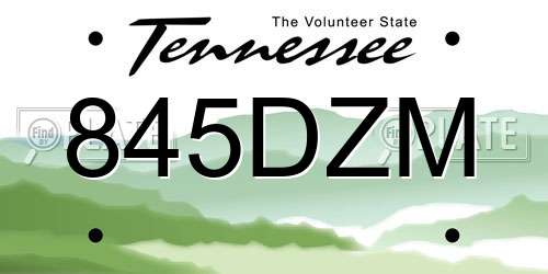 845DZM Tennessee License Plate