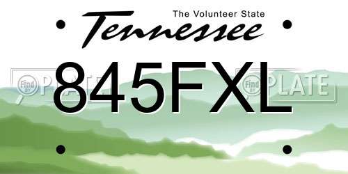 845FXL Tennessee License Plate