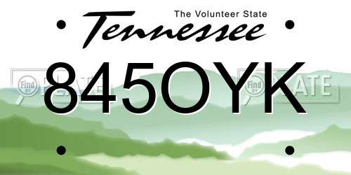 845OYK Tennessee License Plate