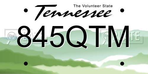845QTM Tennessee License Plate