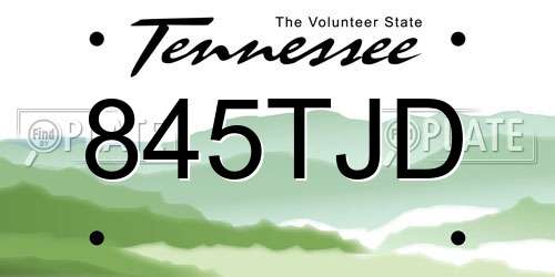 845TJD Tennessee License Plate