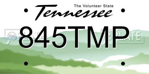 845TMP Tennessee License Plate