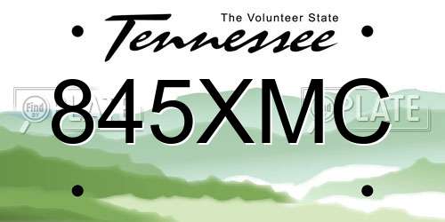 845XMC Tennessee License Plate