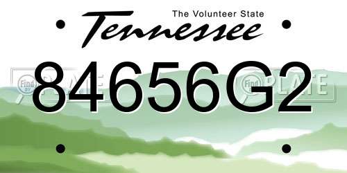 84656G2 Tennessee License Plate