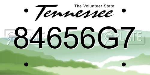 84656G7 Tennessee License Plate