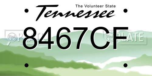 8467CF Tennessee License Plate