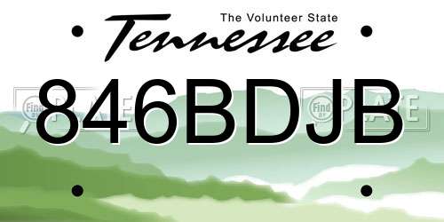 846BDJB Tennessee License Plate