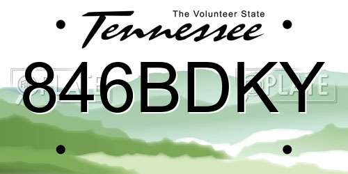 846BDKY Tennessee License Plate