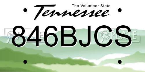 846BJCS Tennessee License Plate
