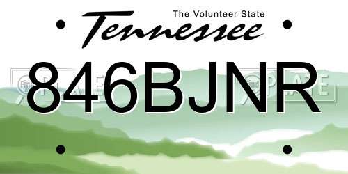 846BJNR Tennessee License Plate