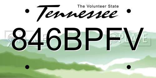 846BPFV Tennessee License Plate