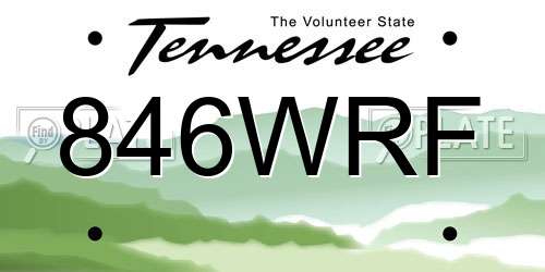 846WRF Tennessee License Plate
