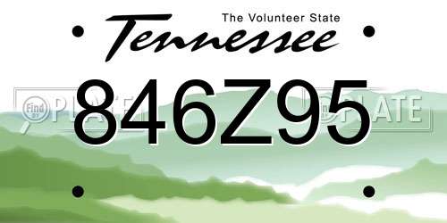 846Z95 Tennessee License Plate