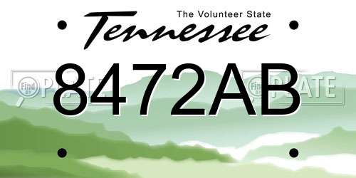 8472AB Tennessee License Plate
