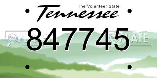 847745 Tennessee License Plate