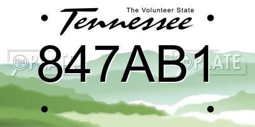 847AB1 Tennessee License Plate