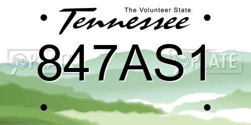 847AS1 Tennessee License Plate