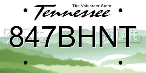 847BHNT Tennessee License Plate