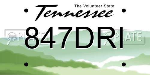 847DRI Tennessee License Plate