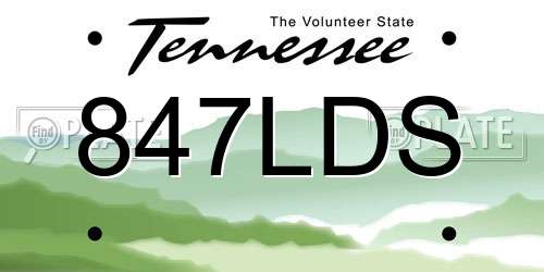 847LDS Tennessee License Plate