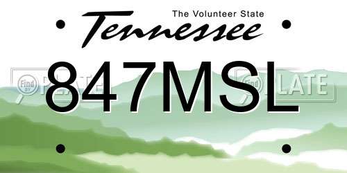 847MSL Tennessee License Plate