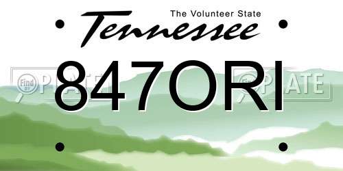 847ORI Tennessee License Plate