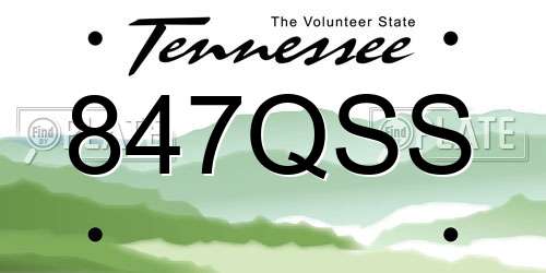 847QSS Tennessee License Plate