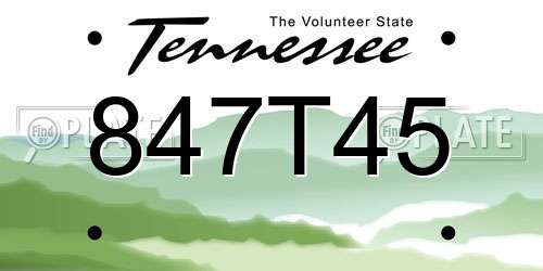 847T45 Tennessee License Plate