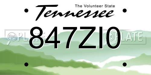 847ZI0 Tennessee License Plate