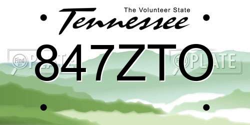 847ZTO Tennessee License Plate